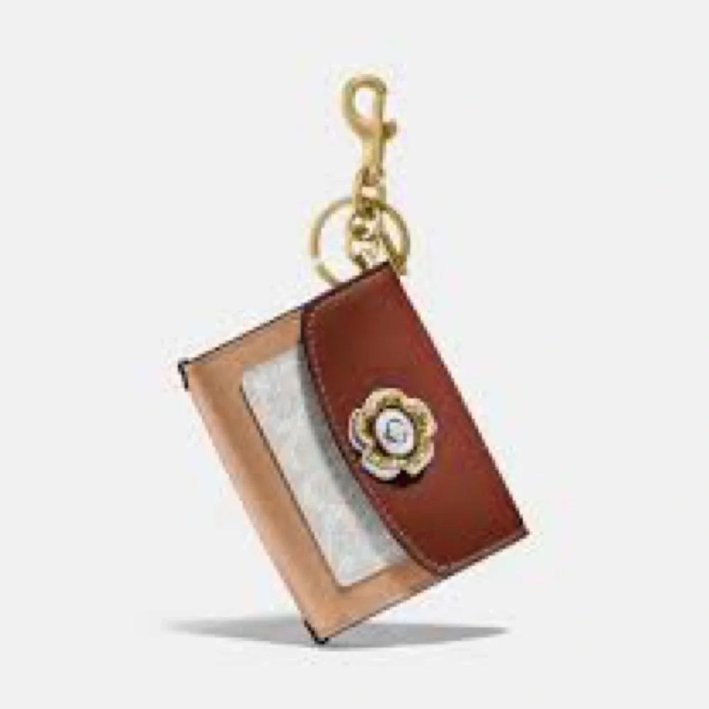 COACH Tea Rose Mini Parker Card Case Key Pouch With Snakeskin Detail Bag